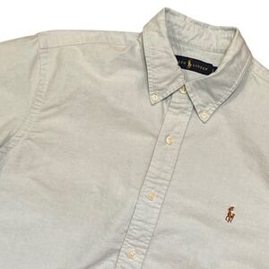 Ralph Lauren Men Lt Green Button Down Collared Shirt L/S Pony Logo Office Large